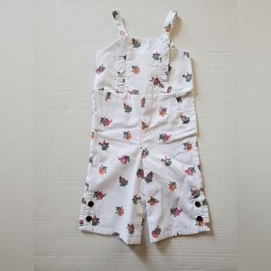 NWT Janie and Jack Baby Toddler Girl White Floral Jumpsuit Overall 18-24 Months